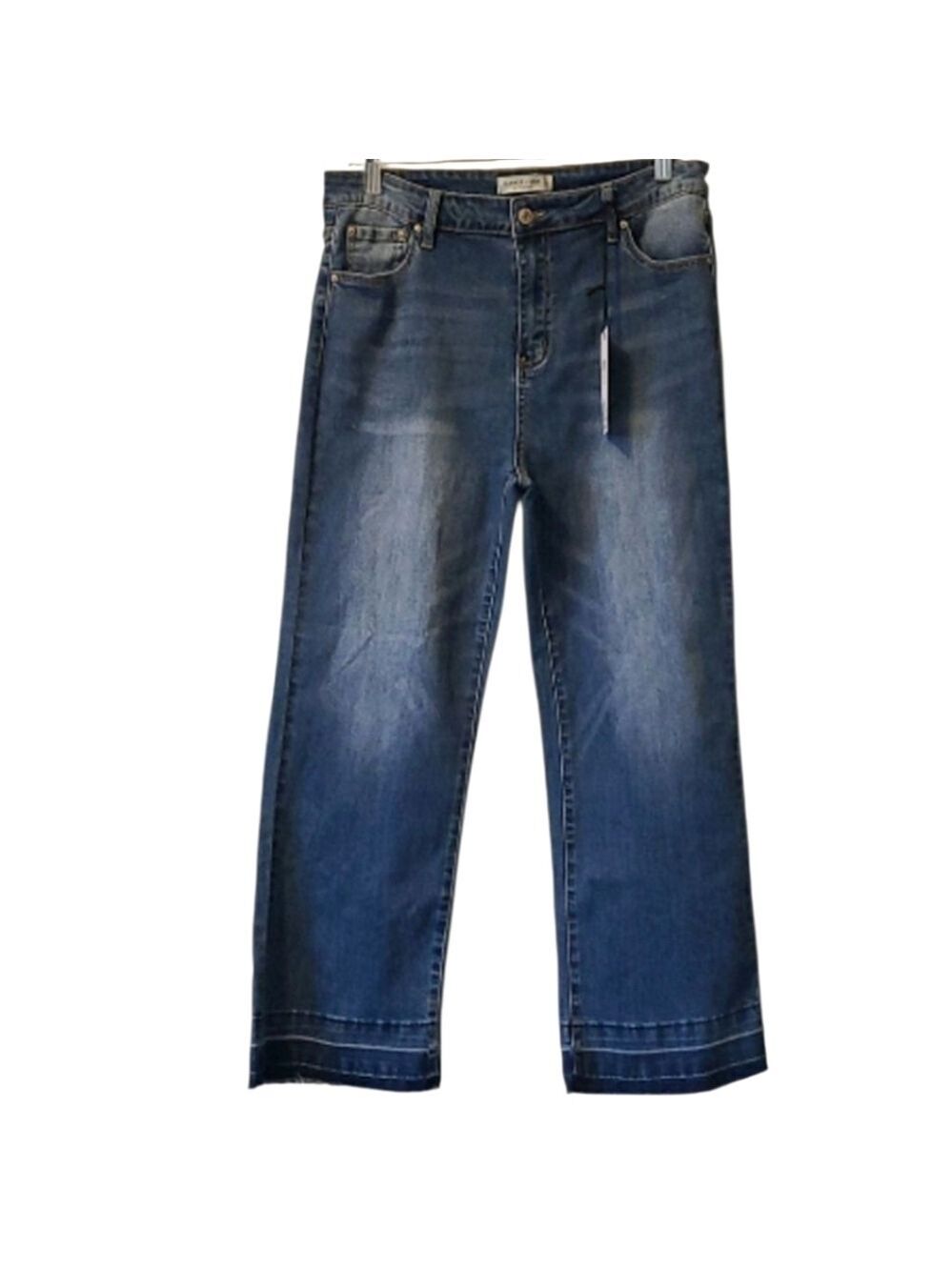 HAMMER Cropped Raw Hem Wide Leg Distressed Jeans Size 9 NWT
